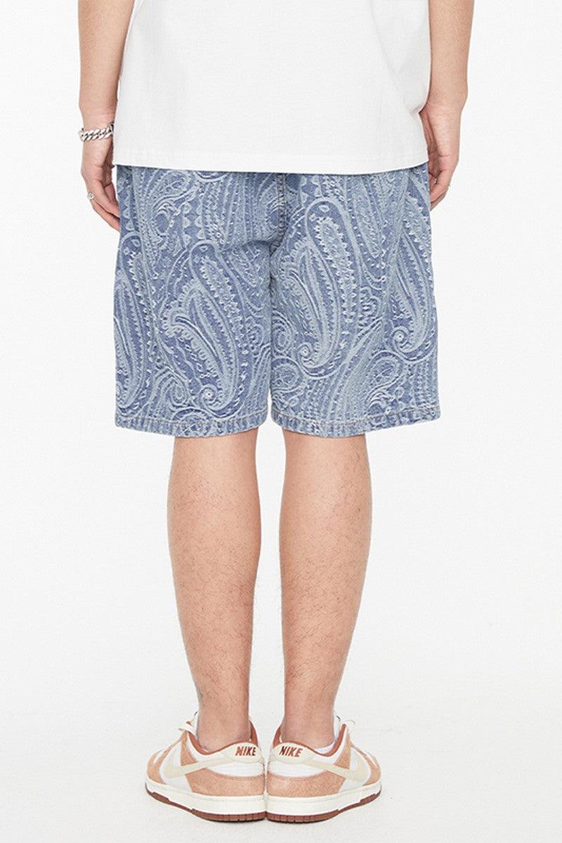 F2CE Paisley Embroidered Logo Jeans Shorts