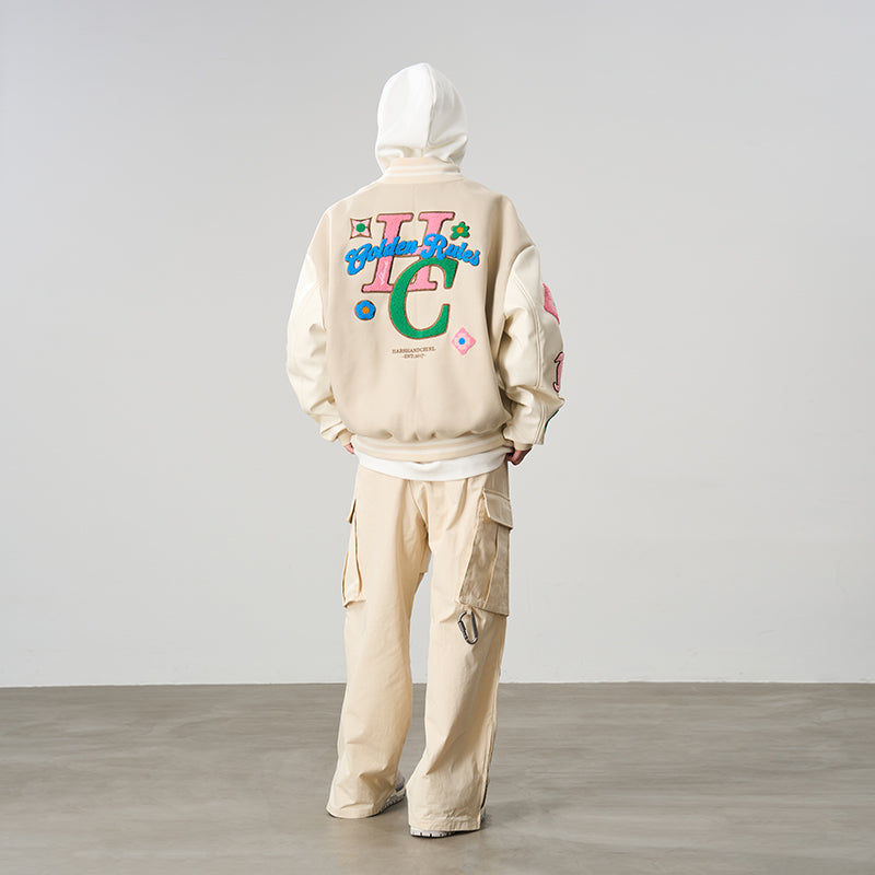 Golden Rules Embroidered Varsity Jacket
