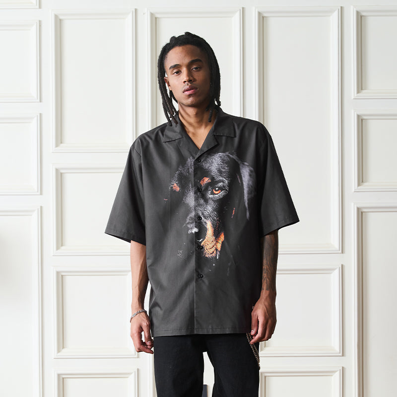 Rottweiler Printed Cuban Shirt