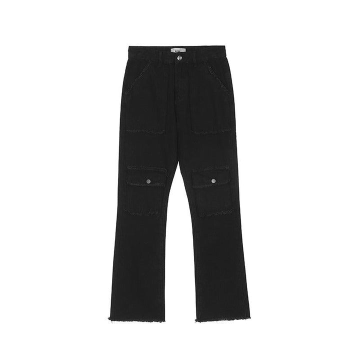 CZ Black Washed Stitched Flared Jeans