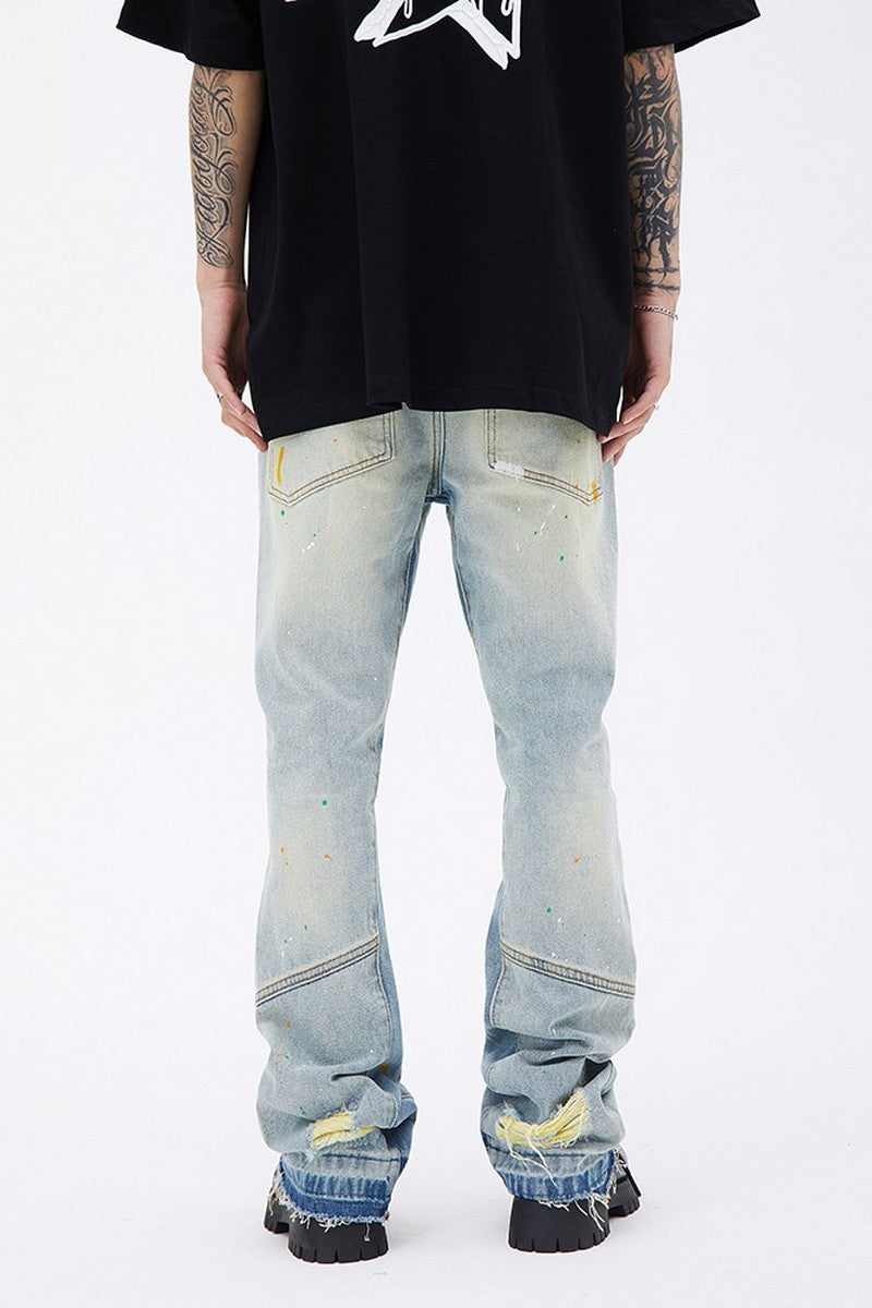 Splash Ink Washed Flared Jeans