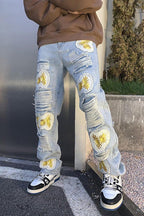 CZ Sunflowers Vintage Distressed Jeans