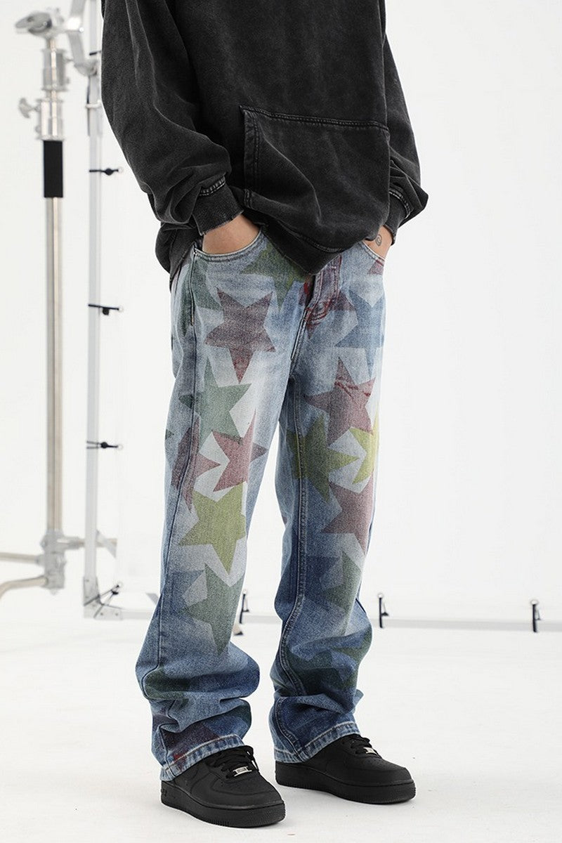CZ Stars Printed Jeans