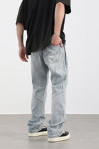 CZ Zipper Pockets Straight Jeans