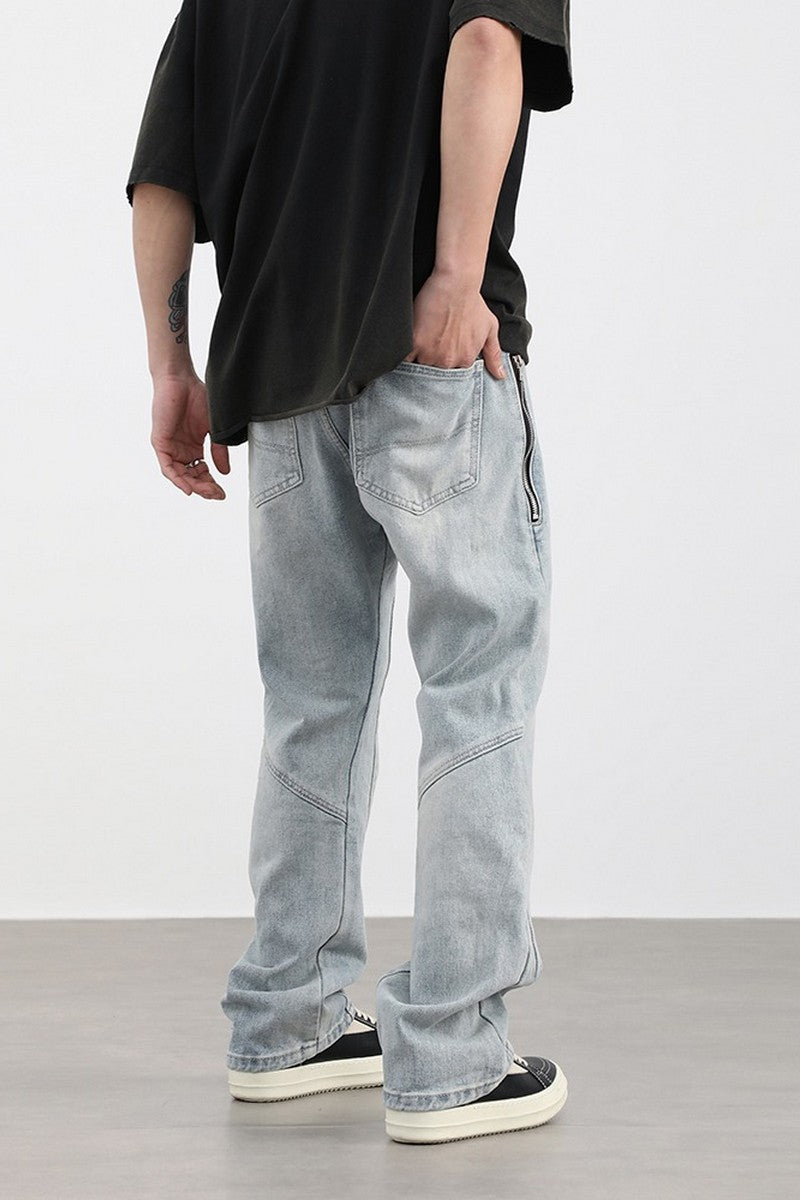 CZ Zipper Pockets Straight Jeans