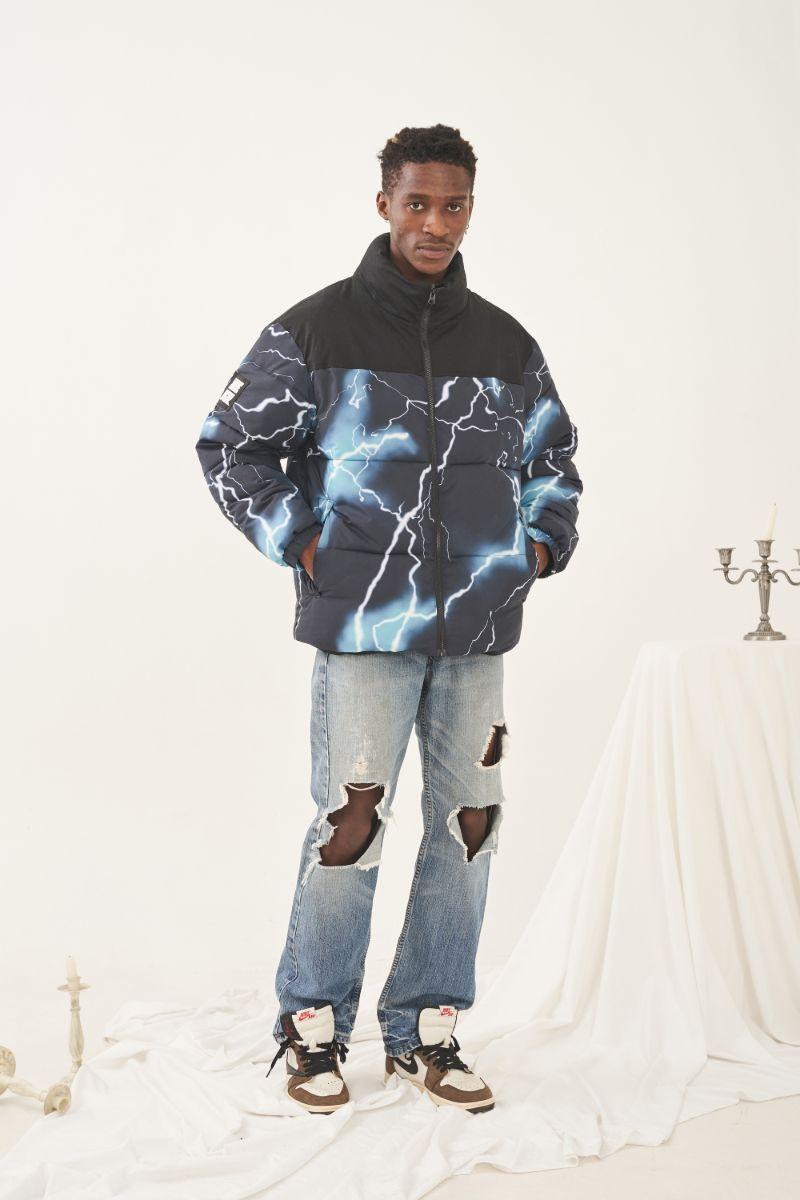 Empty Reference Lightnings Printed Down Jacket