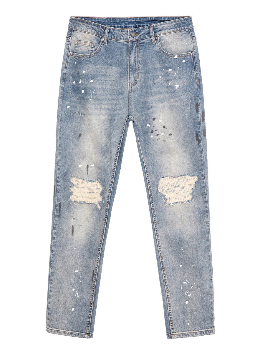 F2CE Splash Ink Distressed Washed Jeans