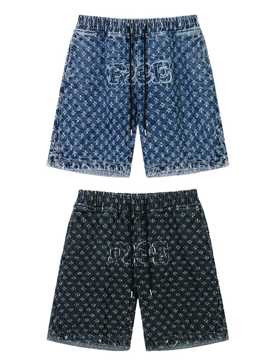F2CE Embroidered Logo Jeans Shorts