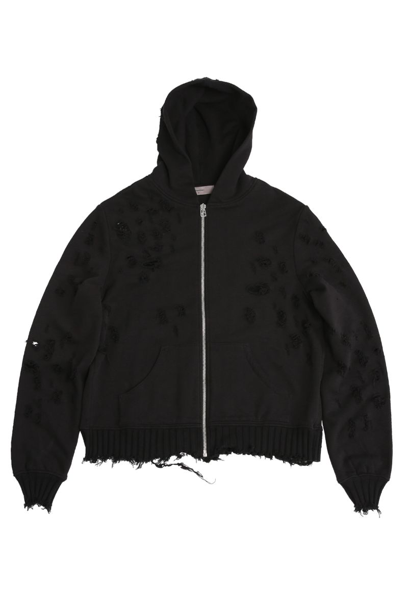 Unknown World Distressed Zipper Hoodie