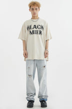 CZ Ripped Straight Loose Jeans