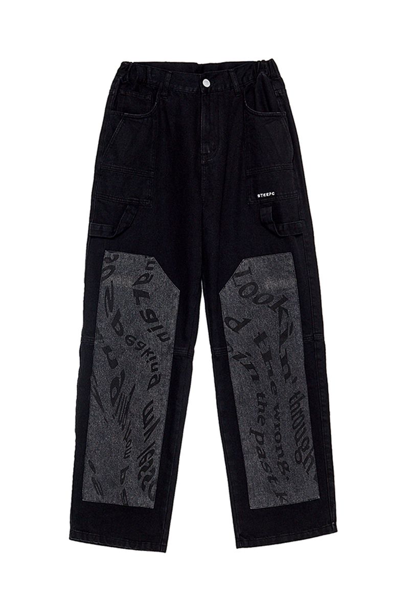 STEEPC Black Patch Loose Jeans