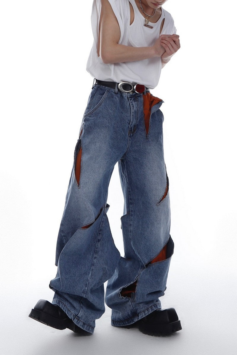 Loose Cut Double-Layer Jeans