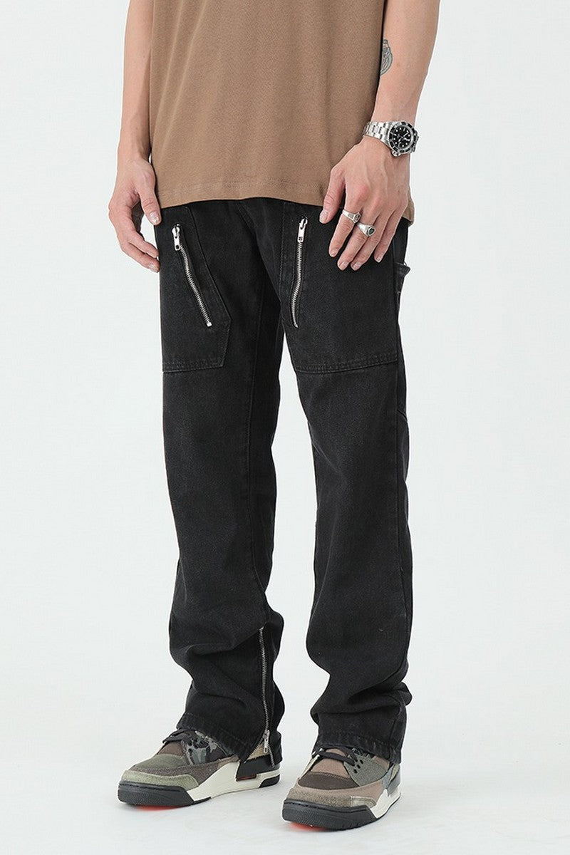 CZ Zipper Straight Jeans
