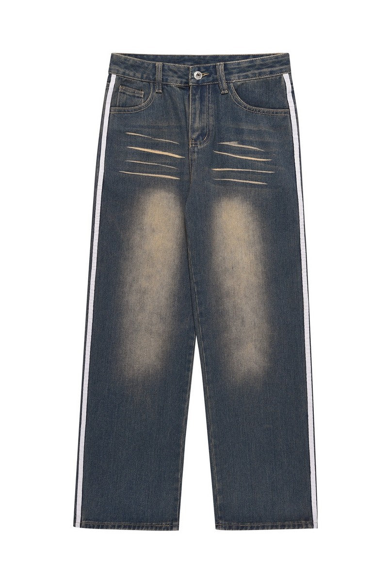 Washed Loose Track Jeans