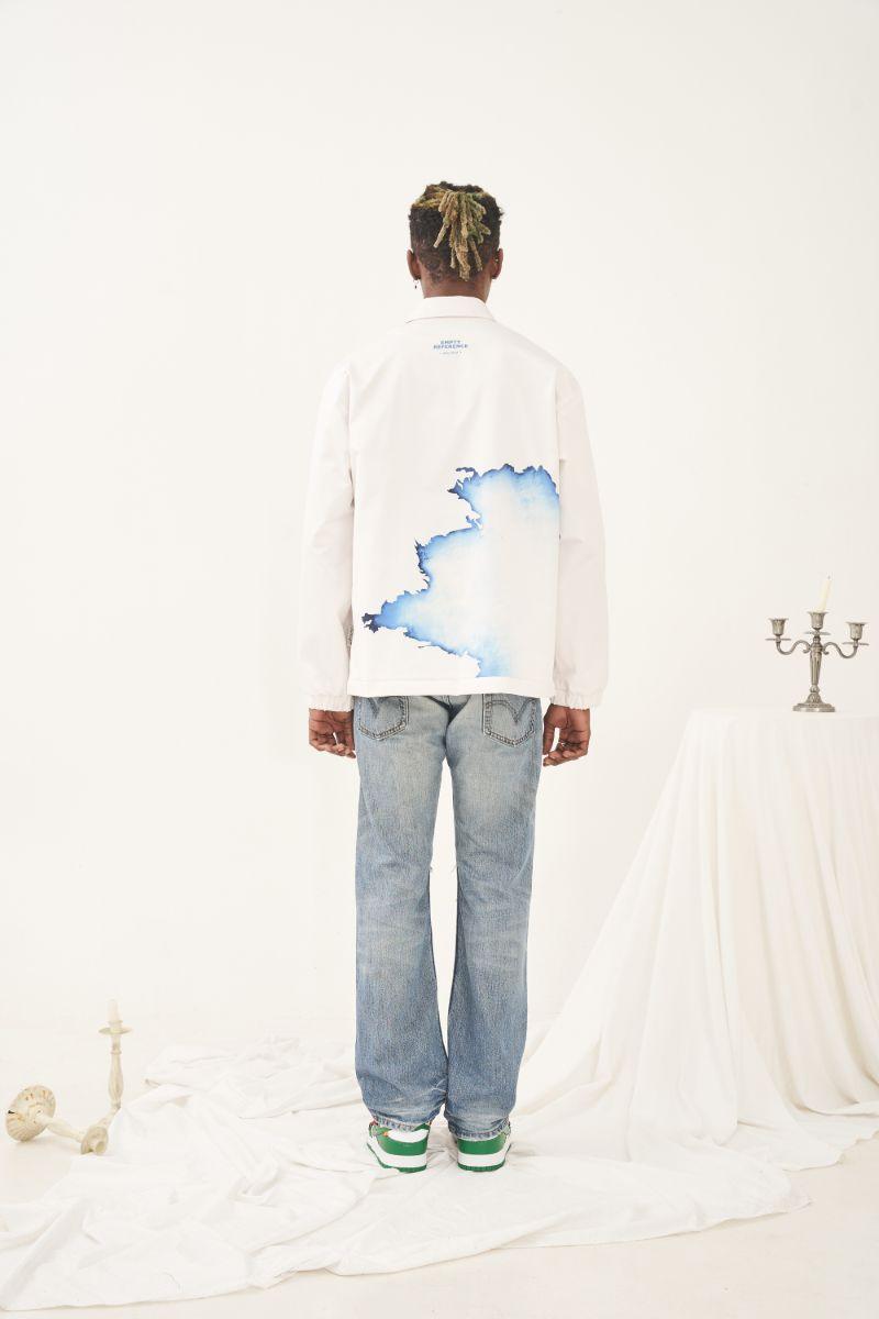Empty Reference White Flame Printed Coach Jacket