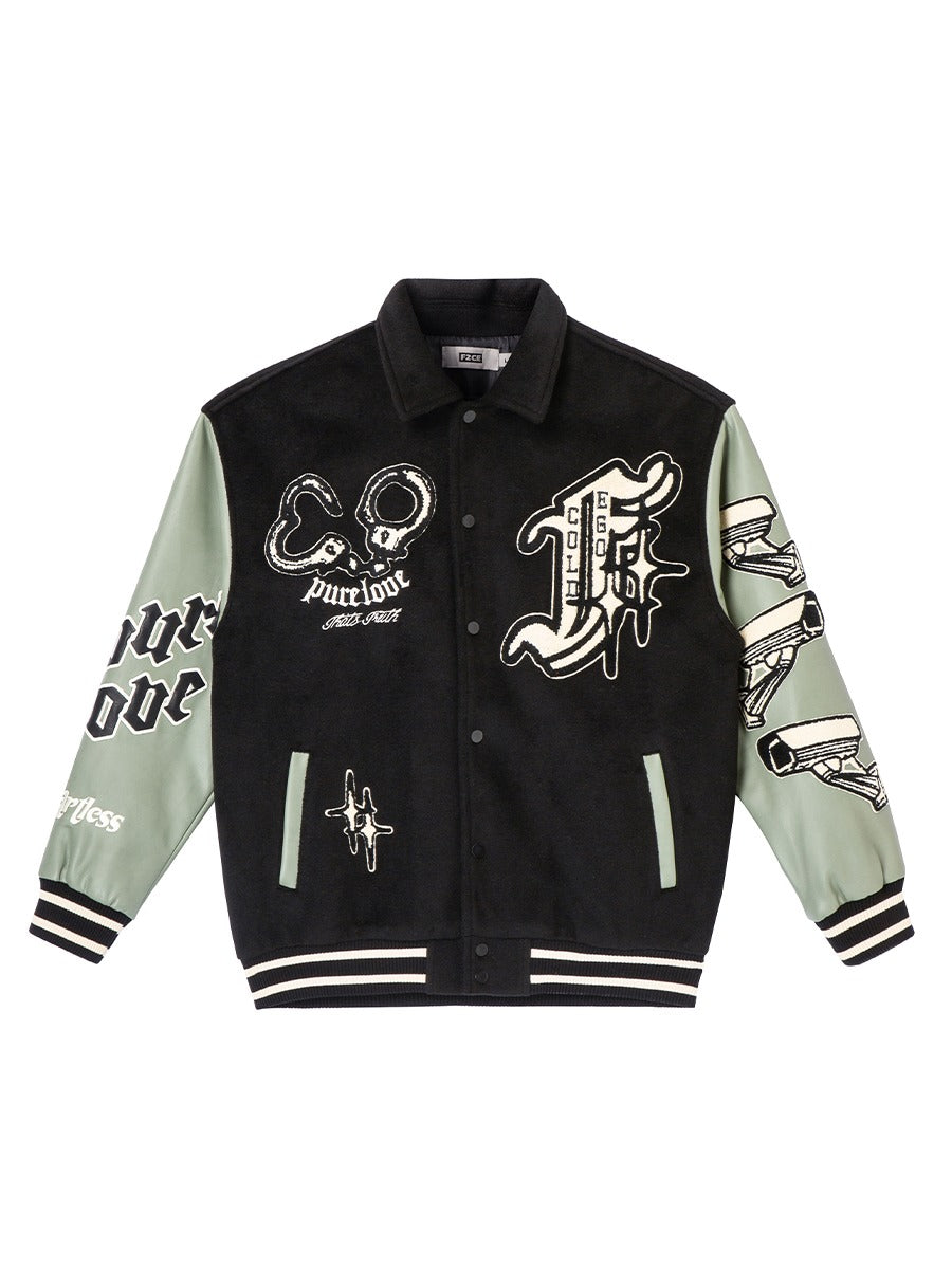 F2CE Handcuffs Woolen Varsity Jacket