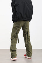 Multi-Pockets Straight Zipper Trousers
