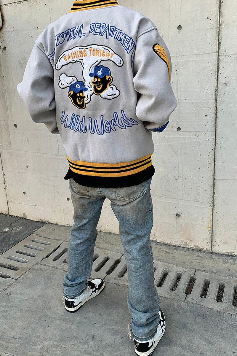 CZ ED Embroidered Woolen Varsity Jacket