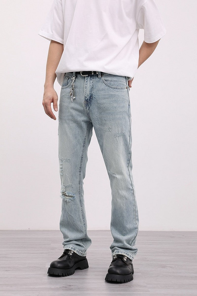 Retro Distressed Straight Jeans
