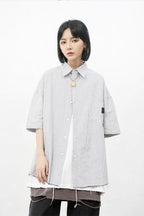CZ Ripped Striped Button Up Shirt