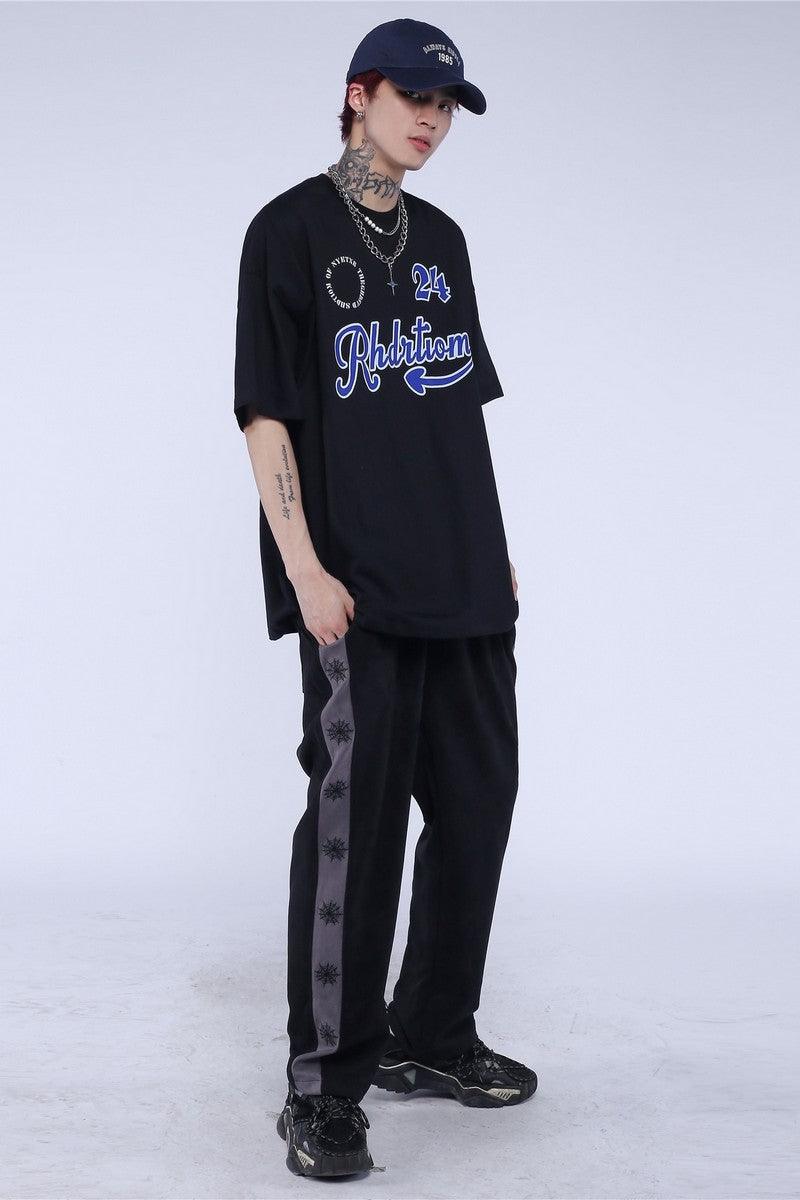 CZ Spider Web Embroidered Velvet Pants