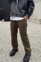 CZ Zipper Loose Straight Trousers