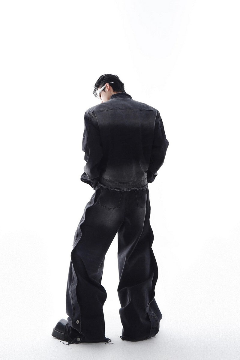 Multi-Pocket Distressed Denim Jacket