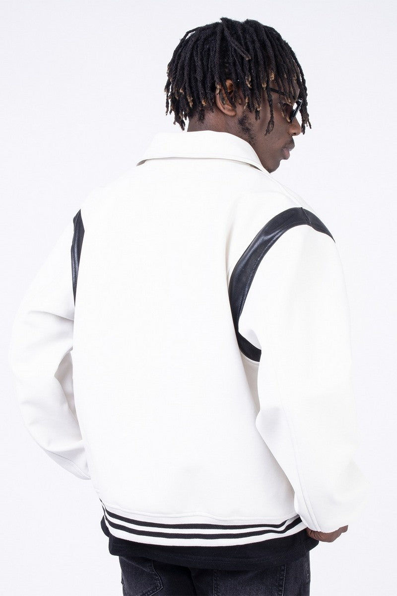 CZ PU Leather Stitched Jacket