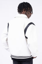 CZ PU Leather Stitched Jacket