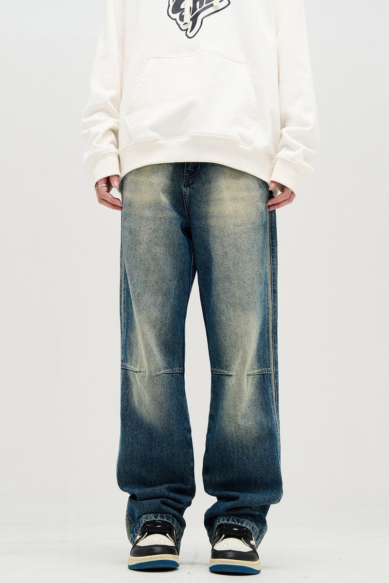 Washed Straight Retro Denim