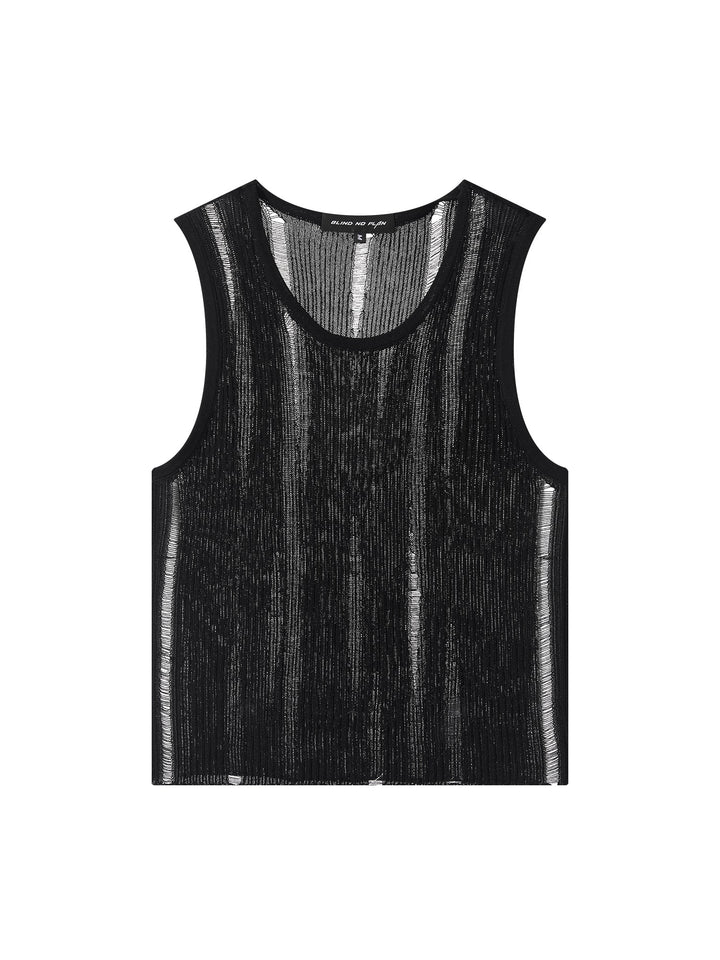 Knitted Distressed Vest Tee