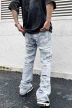 CZ Distressed Flared Jeans