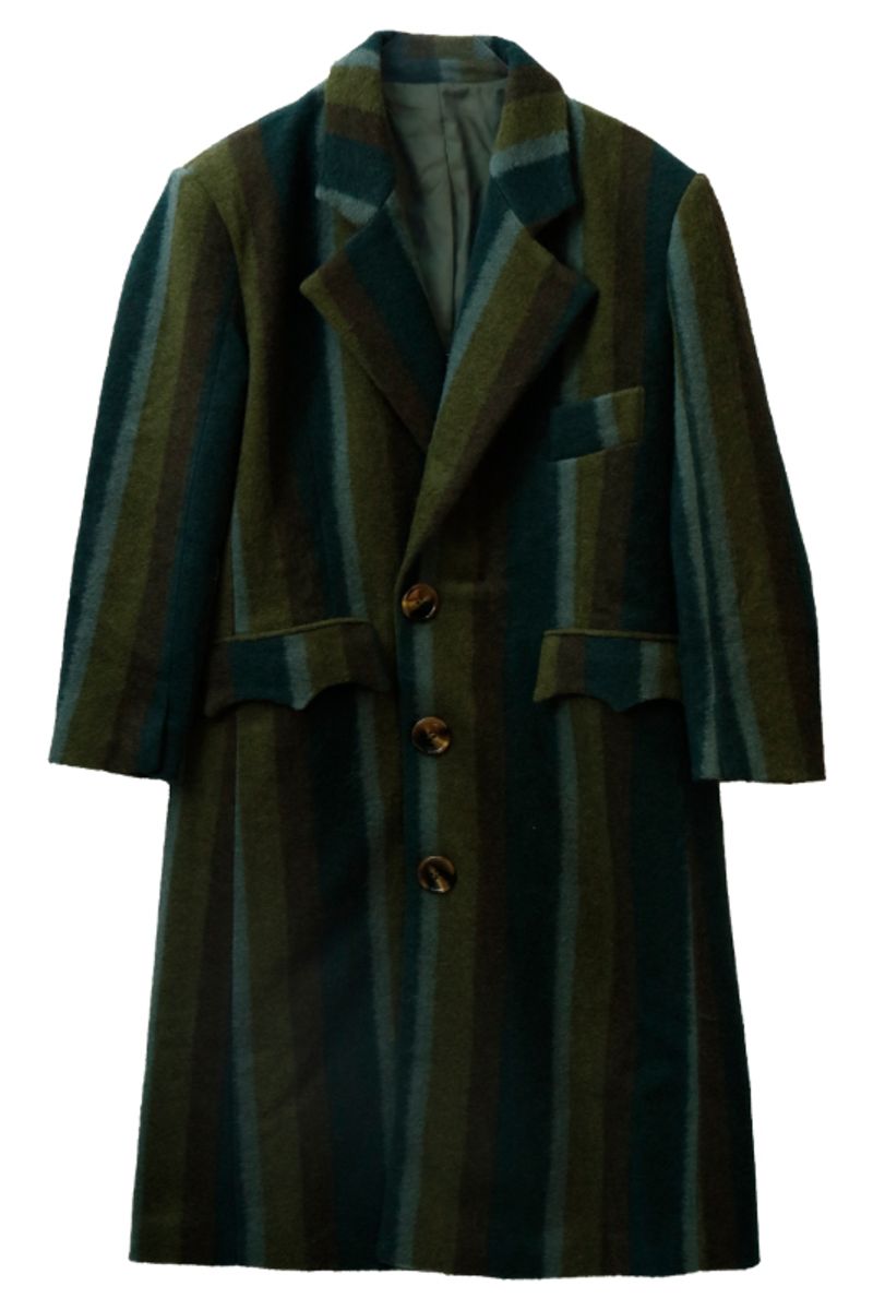 Mix7 Striped Heavy Wool Coat