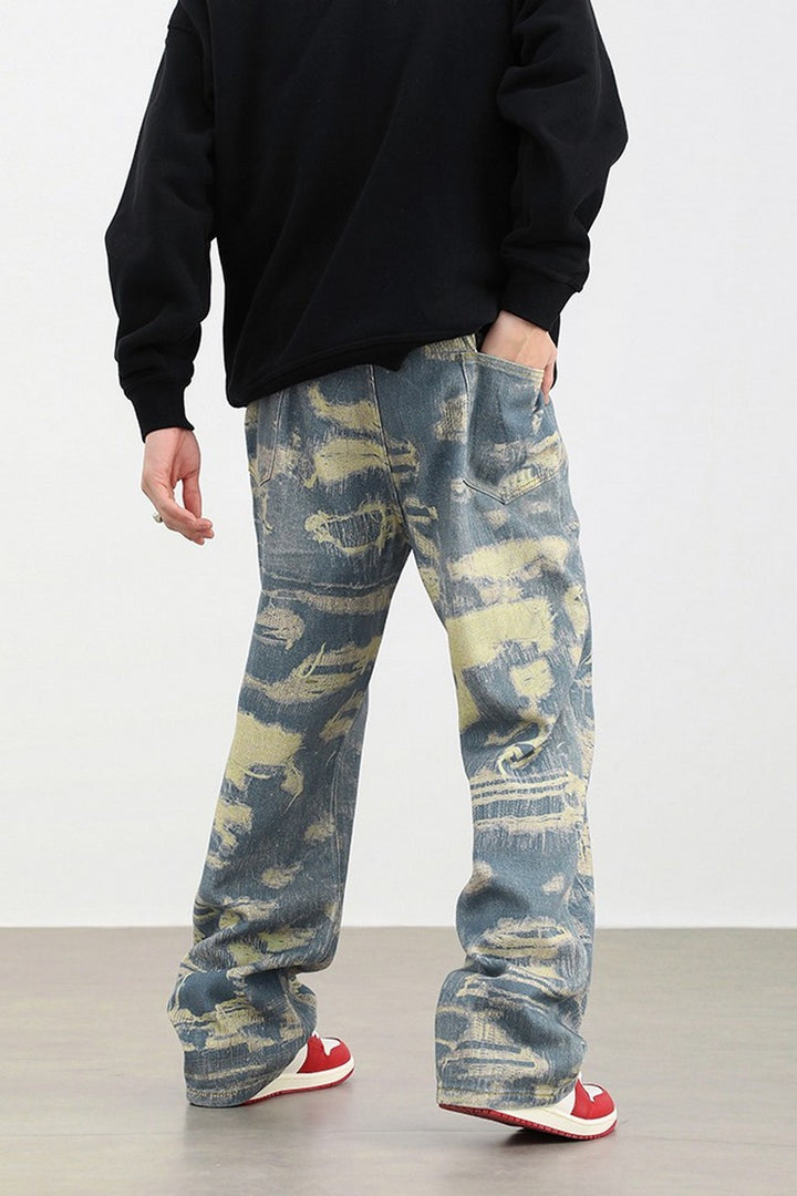 Distressed Patches Loose Jeans