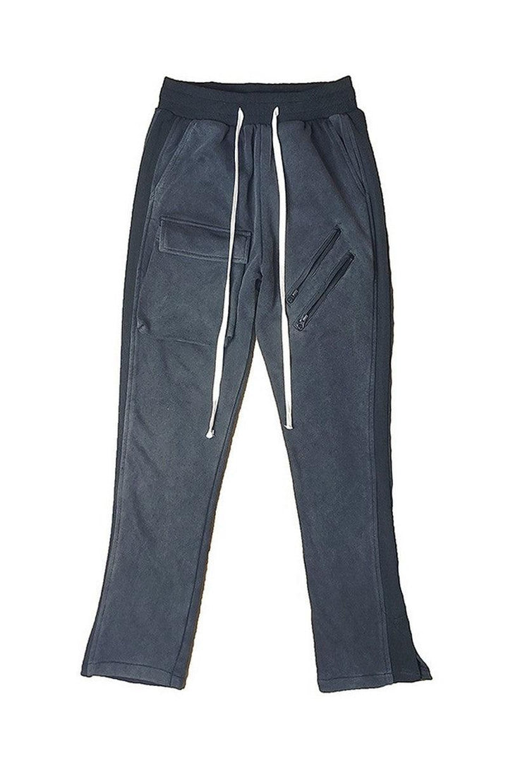 CZ Front Pocket Zipper Velvet Pants
