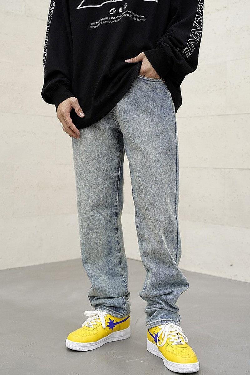 CZ Washed Straight Loose Jeans
