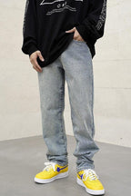 CZ Washed Straight Loose Jeans