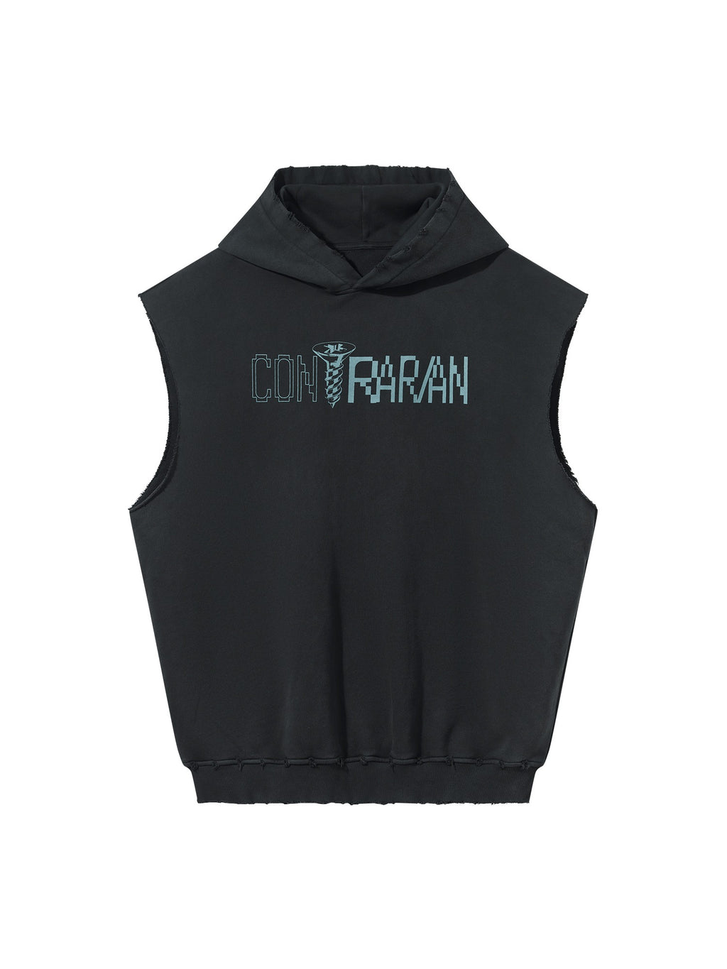 Screw Print Sleveless Hoodie