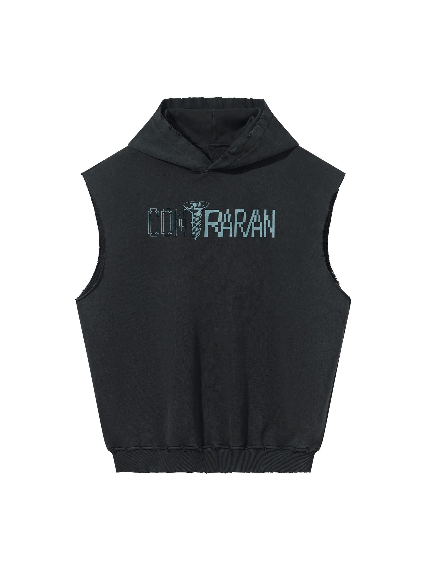 Screw Print Sleveless Hoodie