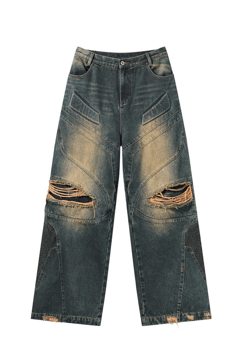 Distressed Washed Oversized Jeans