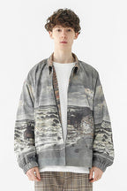 CZ Oil Painting Full Print Corduroy Jacket