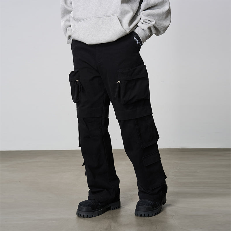 3D Multi Pocket Straight Trousers