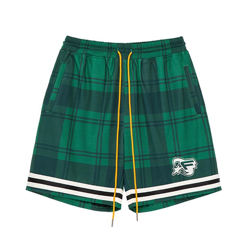 F2CE Embroidered Logo Plaid Shorts