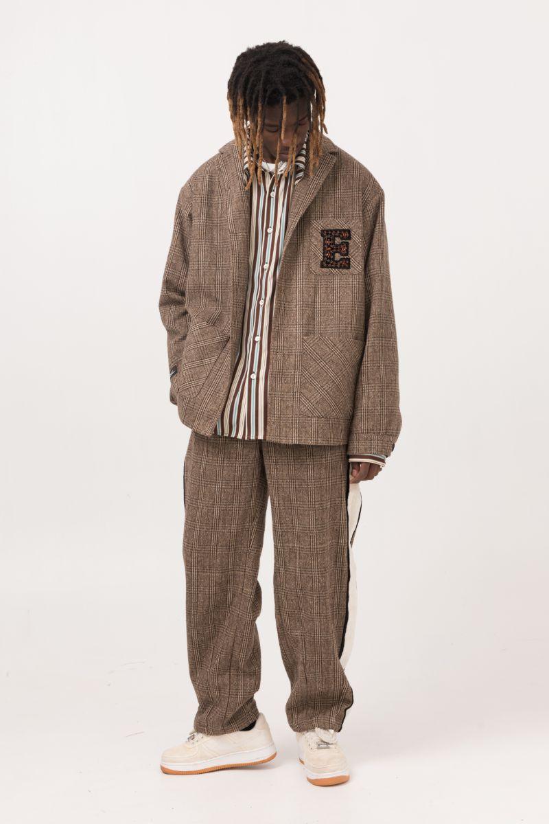 Empty Reference Embroidery Logo Plaid Blazer