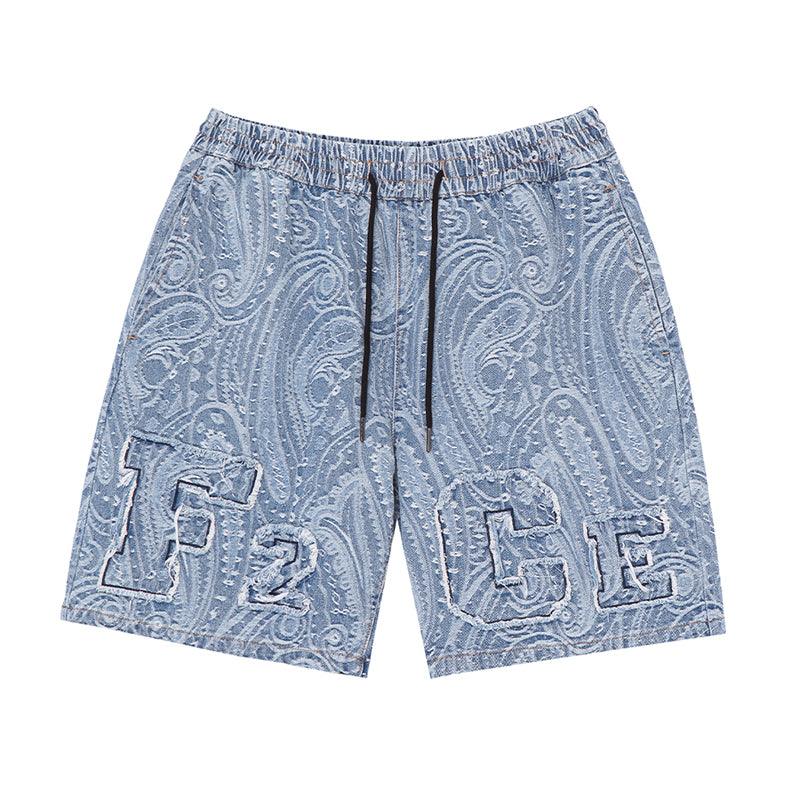 F2CE Paisley Embroidered Logo Jeans Shorts