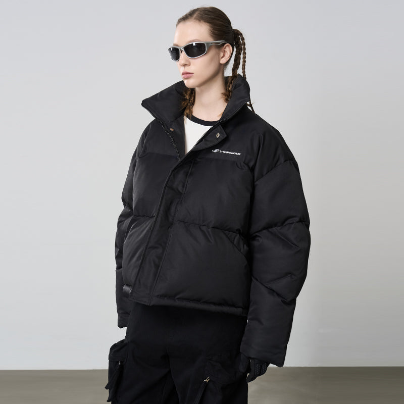 Embroidered Logo Stand Up Collar Down Jacket