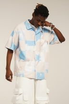 Empty Reference Checkered Sky Print Cuban Shirt