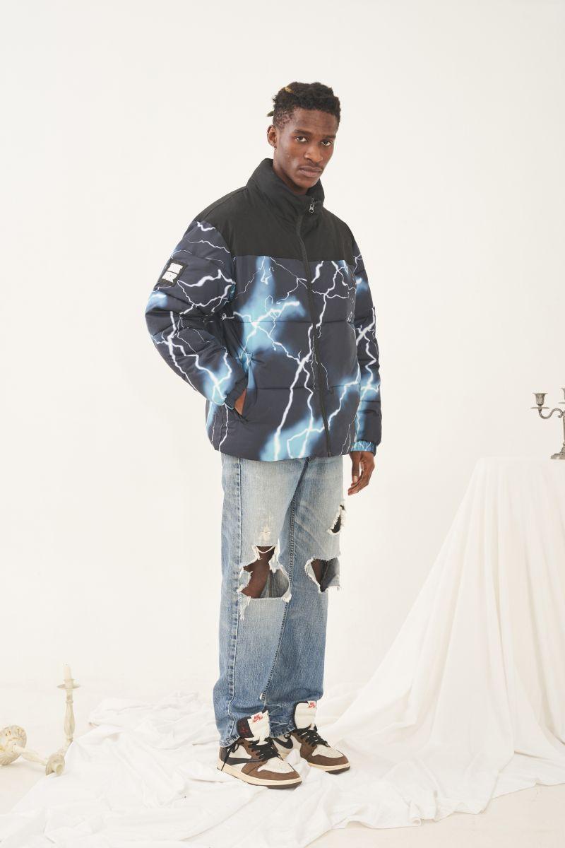 Empty Reference Lightnings Printed Down Jacket