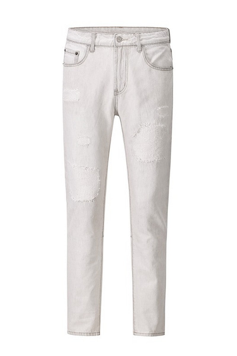 CZ Retro Distressed White Jeans