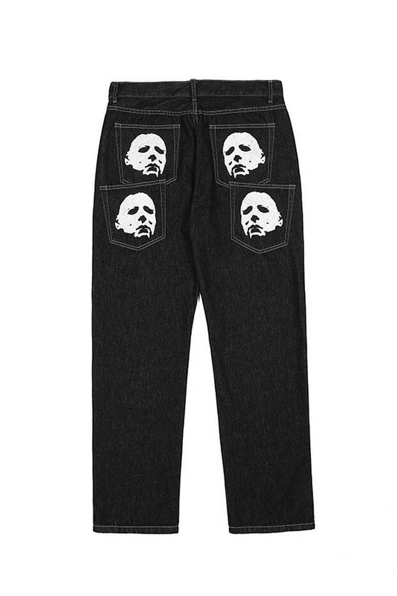 CZ Bat Print Straight Jeans